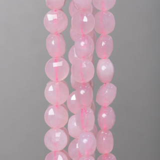 Rosenquarz, rund, flache Münze, facettiert, maschinell geschnitten, 8 mm