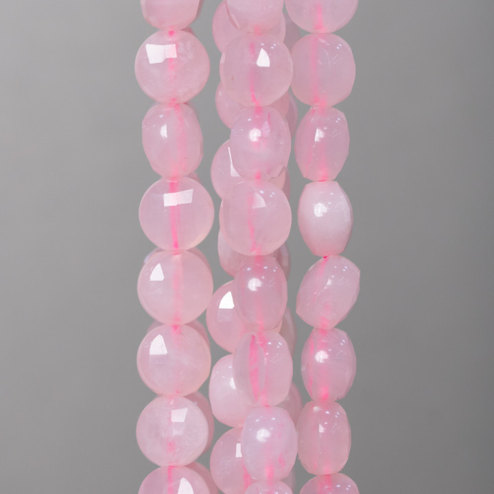 Pièce de monnaie plate ronde en quartz rose à facettes taillée à la machine 8 mm