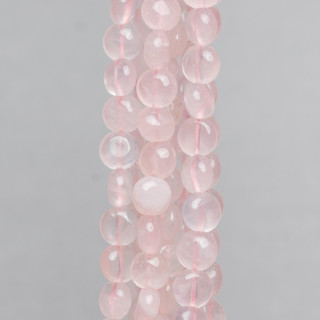 Quartz Rose Rond Plat Lisse 09mm Clair