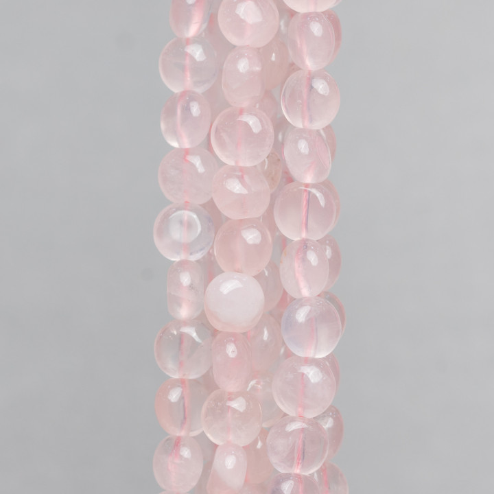 Quartz Rose Rond Plat Lisse 10mm Clair