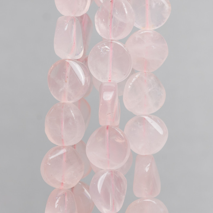 Rose Quartz Round Flat Smooth Twist 14mm Transparent