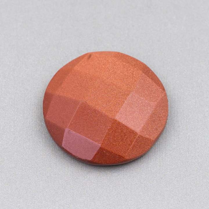 Composant Cabochon Rond Facette 30mm 2pcs Pierre de Soleil