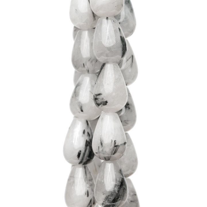 Quartz Rutile Noir (Graffiti Tourmaline Quartz) Goutte 10x14mm