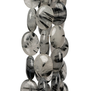 Cuarzo Rutilado Negro (Cuarzo Turmalina Graffiti) Plano Ovalado 12x16mm