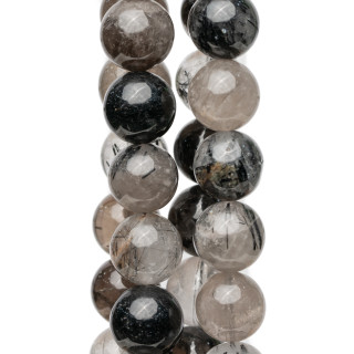 Μαύρος Rutilated Quartz (Scratched Tourmaline Quartz) Στρογγυλός λείος 12mm