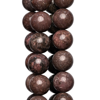 Rough Rhodonite Round Smooth 10mm Dark