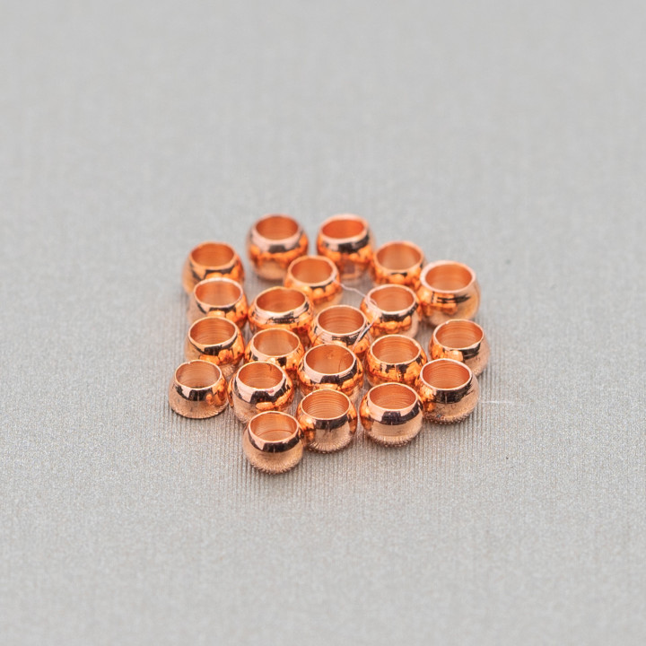 Abalorios De Latón Engarzados 4mm 100gr Oro Rosa Oscuro