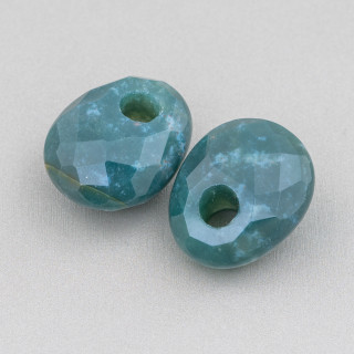 Kreolische Komponente Oval facettiert 20 x 25 mm Dicke 12 mm 3 Stück Moosachat