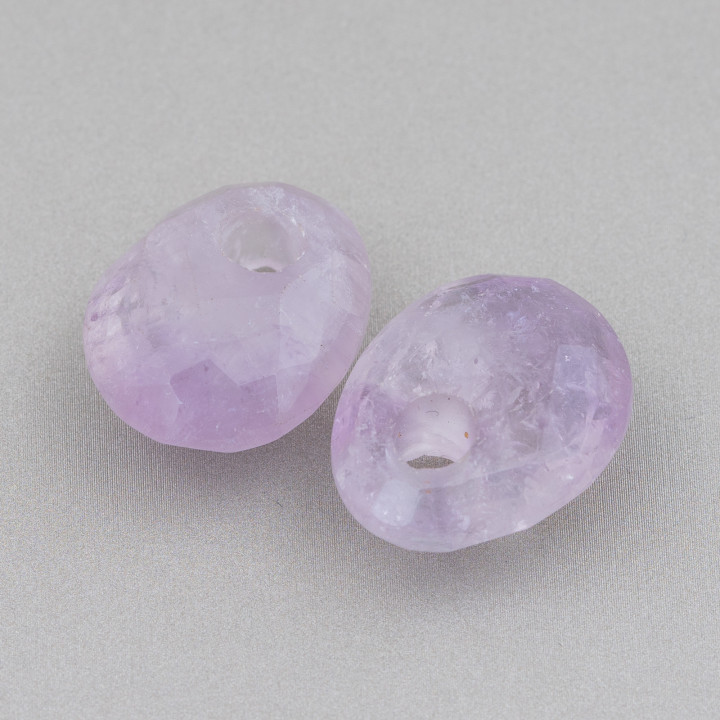 Faceted Oval Creole Component 20x25mm Thickness 12mm 3pcs Amethyst Lavender