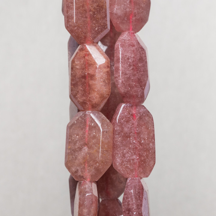 Strawberry Quartz - Strawberry Quartz Faceted Flat Stone 20x30mm Red