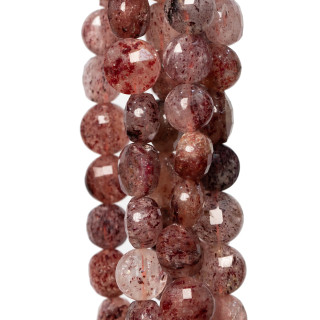 Erdbeerquarz - Runder Erdbeerquarz maschinell geschnittener facettierter Münzteller 8mm