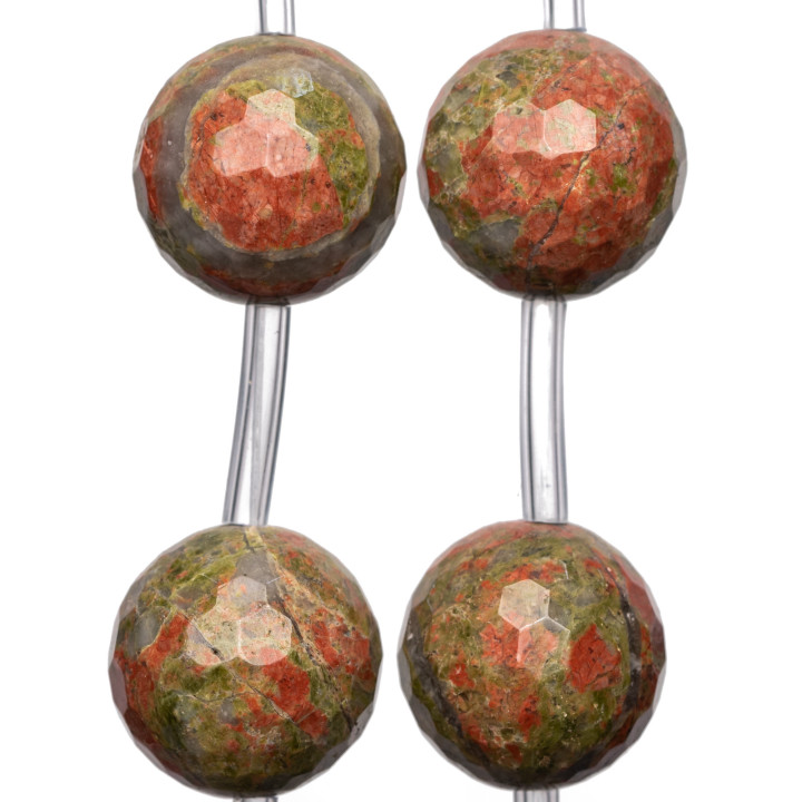 Unakite Perlina Tonda Sfaccettata 25mm 8pz