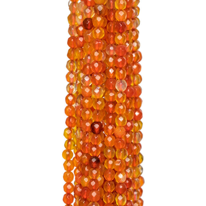 Agata Arancio Perlina Tonda Sfaccettata 3mm