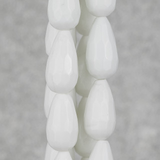 Agate Blanche Briolette Facette Gouttes 14x26mm Second Choix
