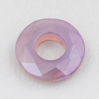 Kreolische Komponente, rund, perforiert, facettiert, 35 mm, 2 Stück, brasilianischer Achat