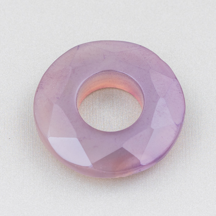 Componente Creola Tondo Forato Sfaccettato 35mm 2pz Agata Brasiliana