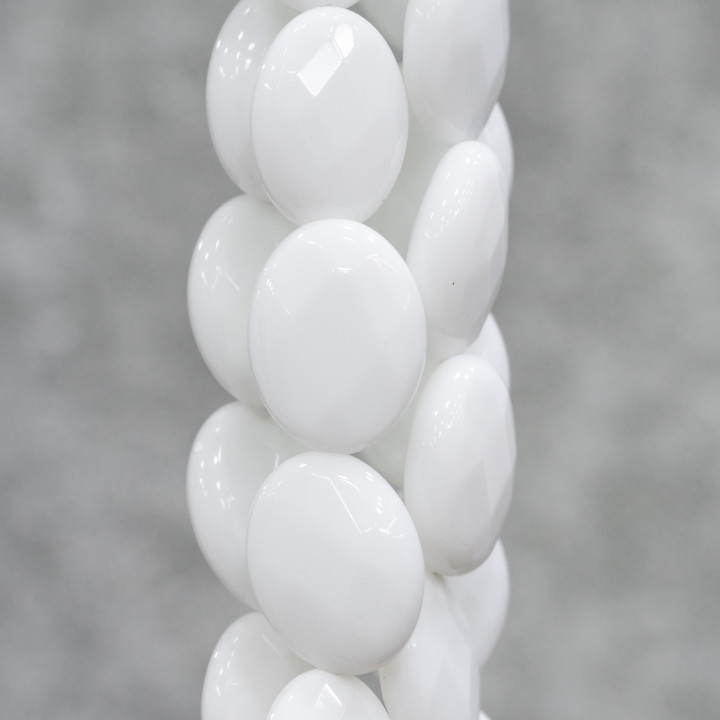 Agate Blanche Ovale Plate Facette 13x18mm