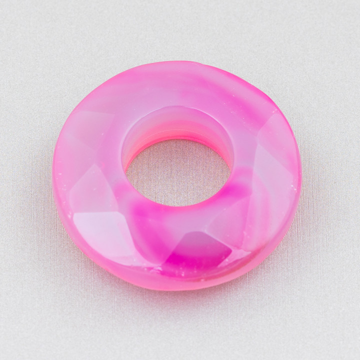 Componente Creola Tondo Forato Sfaccettato 35mm 2pz Agata Fucsia
