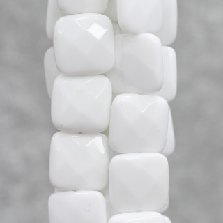 White Agate Square Flat Faceted 30mm