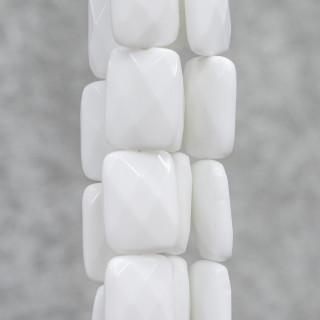 Agate Blanche Rectangle Plat Facette 15x20mm