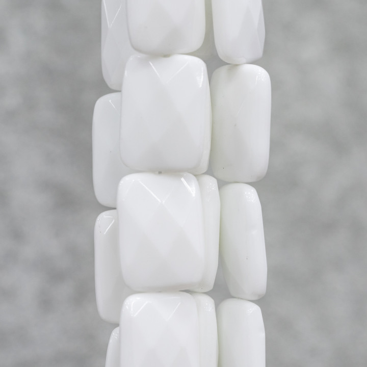 Agate Blanche Rectangle Plat Facette 15x20mm