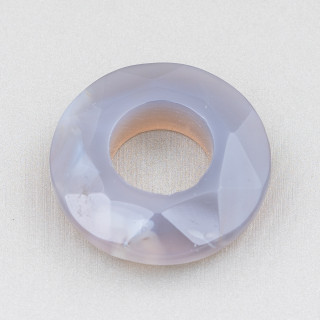 Creole Round Perforated Faceted Component 35mm 2τμχ Γκρι Αχάτης