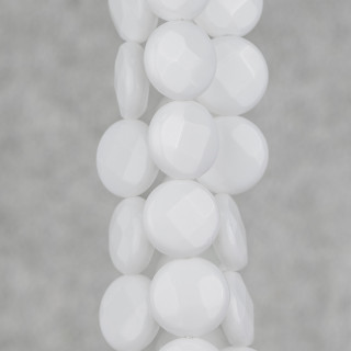 Agate Blanche Ronde Plate Facette 14mm