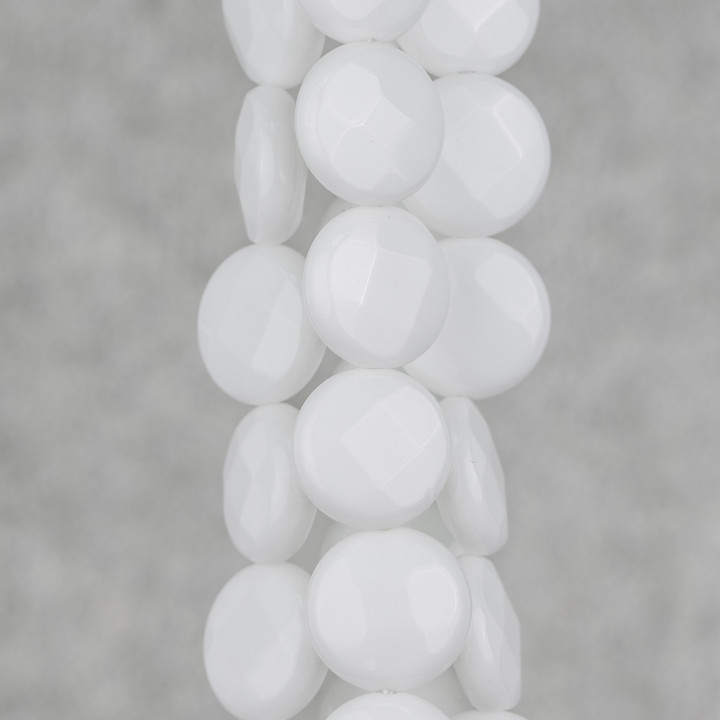 Agate Blanche Ronde Plate Facette 14mm