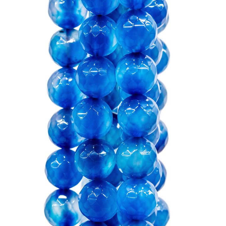 Agata Blu Perlina Tonda Sfaccettata 10mm Icy