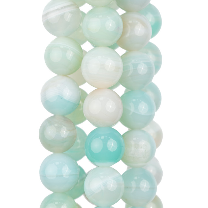 Hellblauer Achat, gestreift, rund, glatt, 08 mm, klar