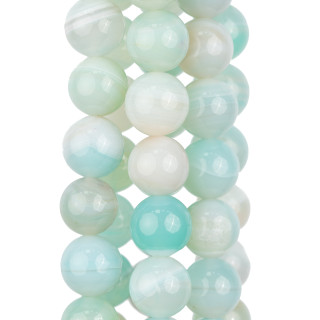 Agate Bleu Clair Strié Rond Lisse 14mm Clair