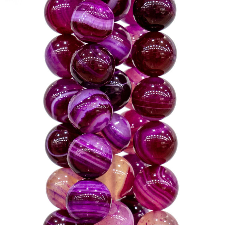 Agate Fuchsia Rayée Ronde Lisse 18mm