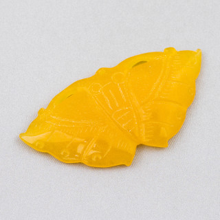 Jade Birman Composant Gravé Plaque 1pc Papillon 70x35mm Jaune