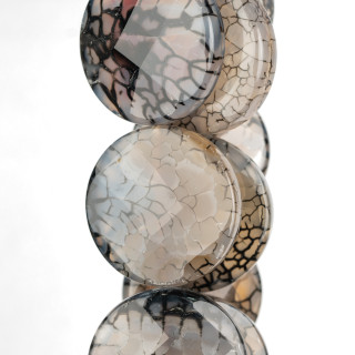 Agate Feu Noire Ronde Plate Facette 40-45mm