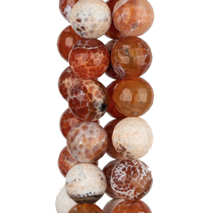 Faceted Red Fire Agate 18mm
