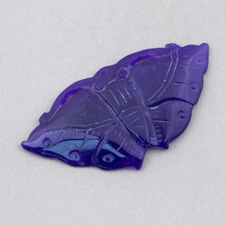 Jade Birman Composant Gravé Plaque 1pc Papillon 70x35mm Violet