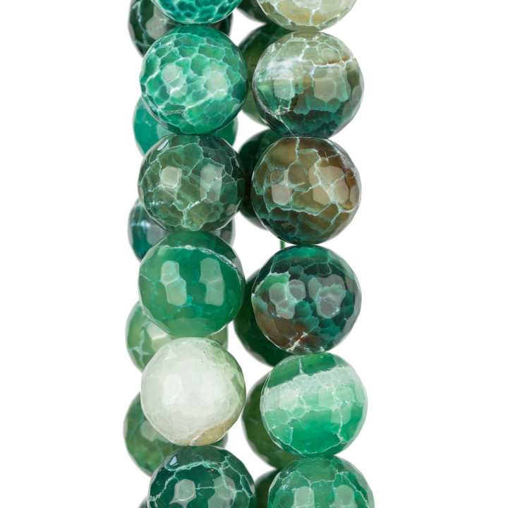 Faceted Emerald Fire Agate 18mm Intense