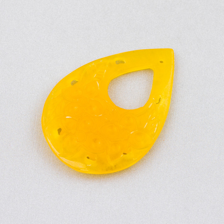 Burma Jade Component Engraved Plate 1pc Drop 35x55mm Yellow