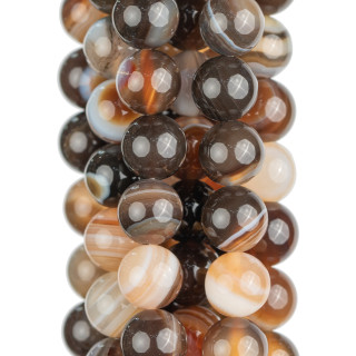Agate Brune Ronde Lisse Rayée 10mm