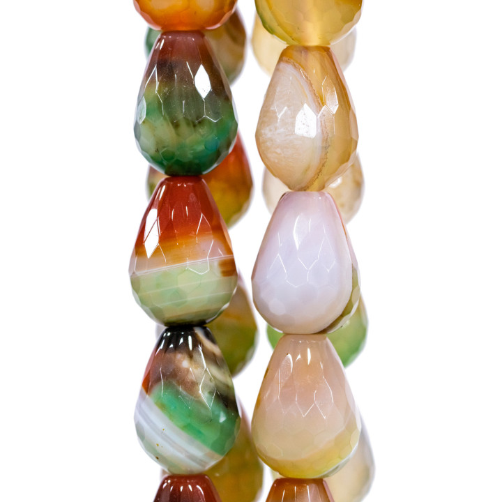 Αχάτης Μίγμα Χρώμα Κόκκινο-Πράσινο Faceted Briolette Drops 13x18mm