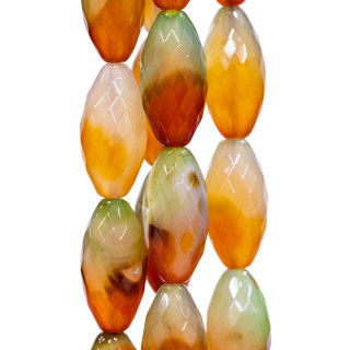 Agate Mix Color Riz Rouge-Vert Facette 15x30mm