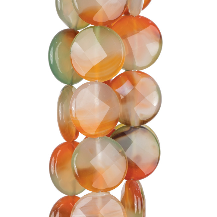 Agate Mix Color Red-Green Round Flat Faceted 25mm Clear
