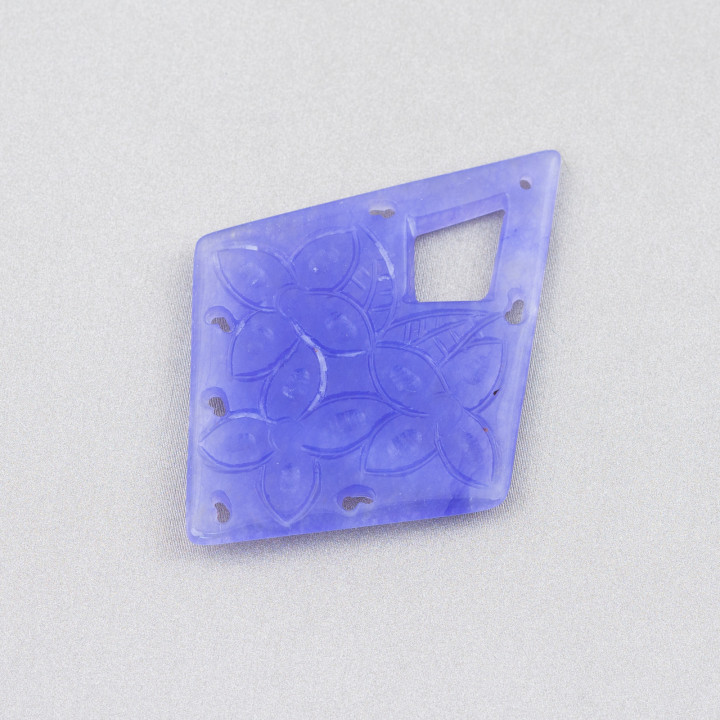 Burmesische Jade Komponente Gravierte Platte 1pc Rhombus 43x55mm Lilac