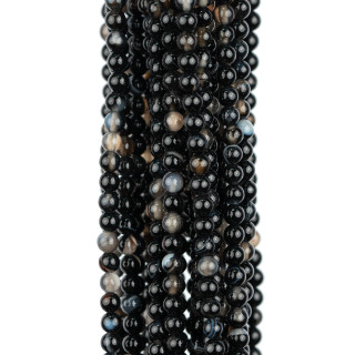 Agata Nera Striata Tondo Liscio  3mm