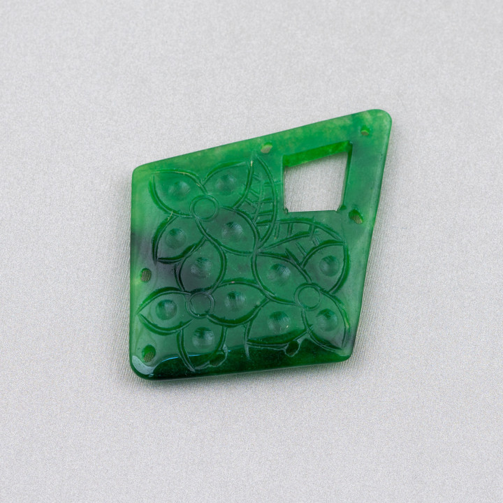 Composant Jade Birman Plaque Gravée 1pc Losange 43x55mm Vert