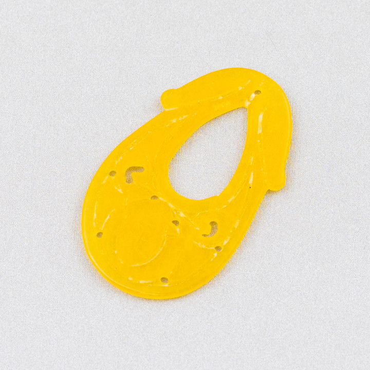 Burma Jade Component Engraved Plate 2pcs 25x40mm Yellow