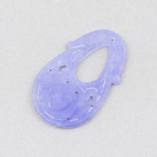 Burma Jade Component Engraved Plate 2pcs 25x40mm Lilac