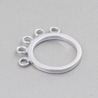 925 Sterling Silber Ringbasis mit 5 Ringen 20x25mm 2Stk