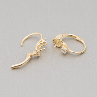 Base For Earrings Of 925 Silver Closed Hook With Light Point 5x15mm 4 Pairs Golden