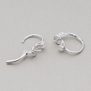 Base Per Orecchini Di Argento 925 A Monachella Chiusa Con Punto Luce 5x15mm 2 Paia Rodiato